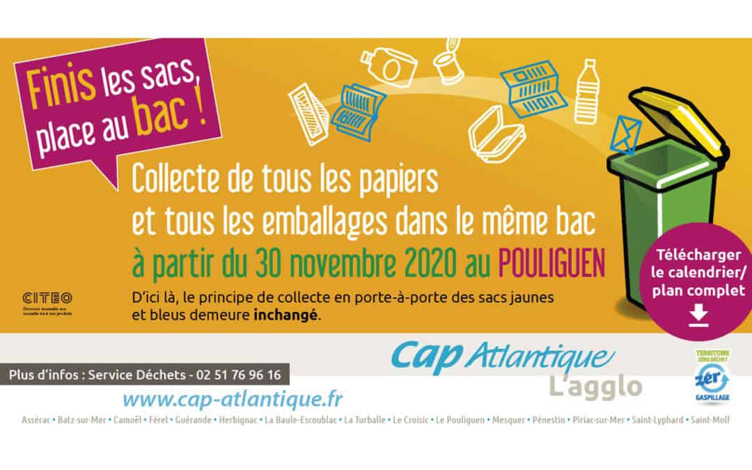 A partir du 30 novembre 2020, finis les sacs, place aux bacs !